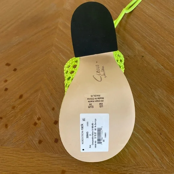NEW Circus by Sam Edelman Women 8 Wasabi  Heeled Sandals Neon Green Retro Groove - Picture 5 of 9